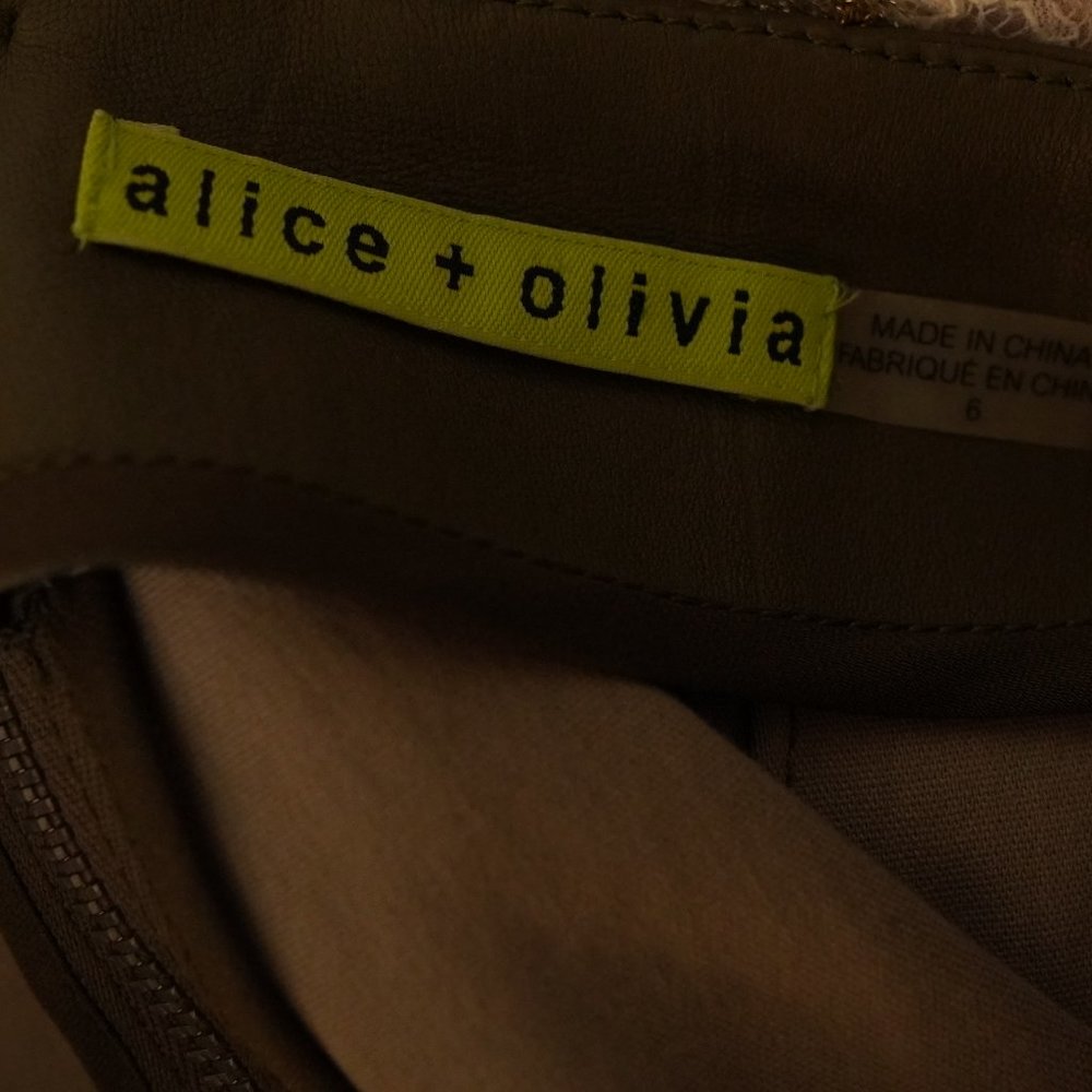 Alice + Olivia Olive Green Leather Skirt - Picture 6 of 7